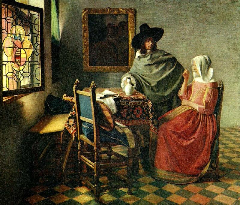 Jan Vermeer vinprovet oil painting picture